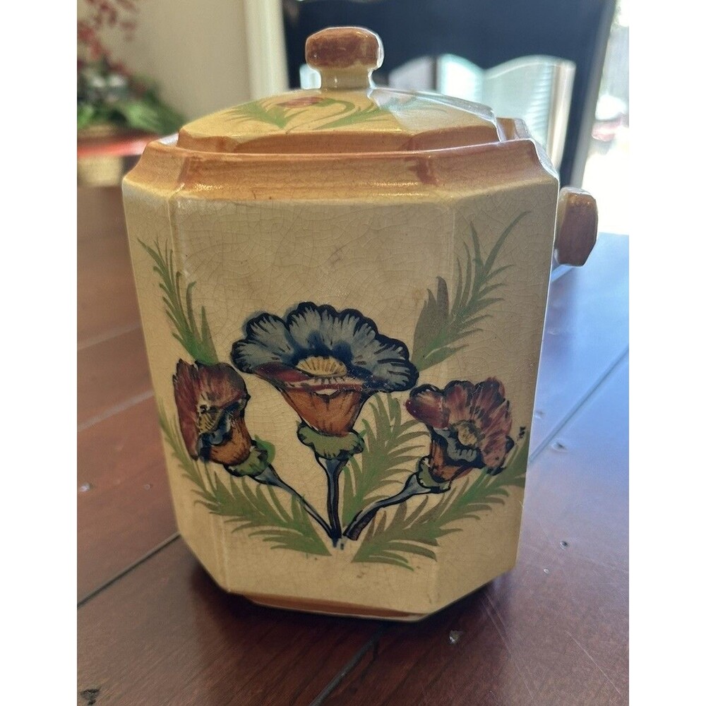 Vintage Hand Painted In Japan Biscuit Cookie Jar